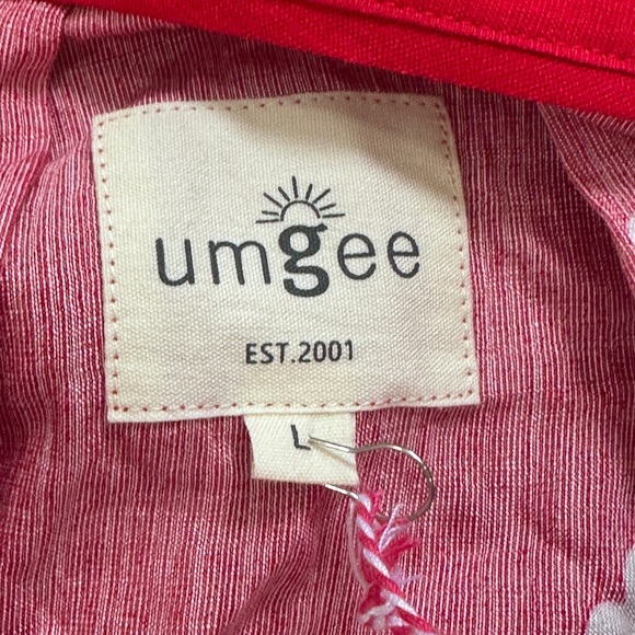 Umgee Red White Folk Print Button Front Boxy Top Cottagecore Boho Size Large - Picture 8 of 12